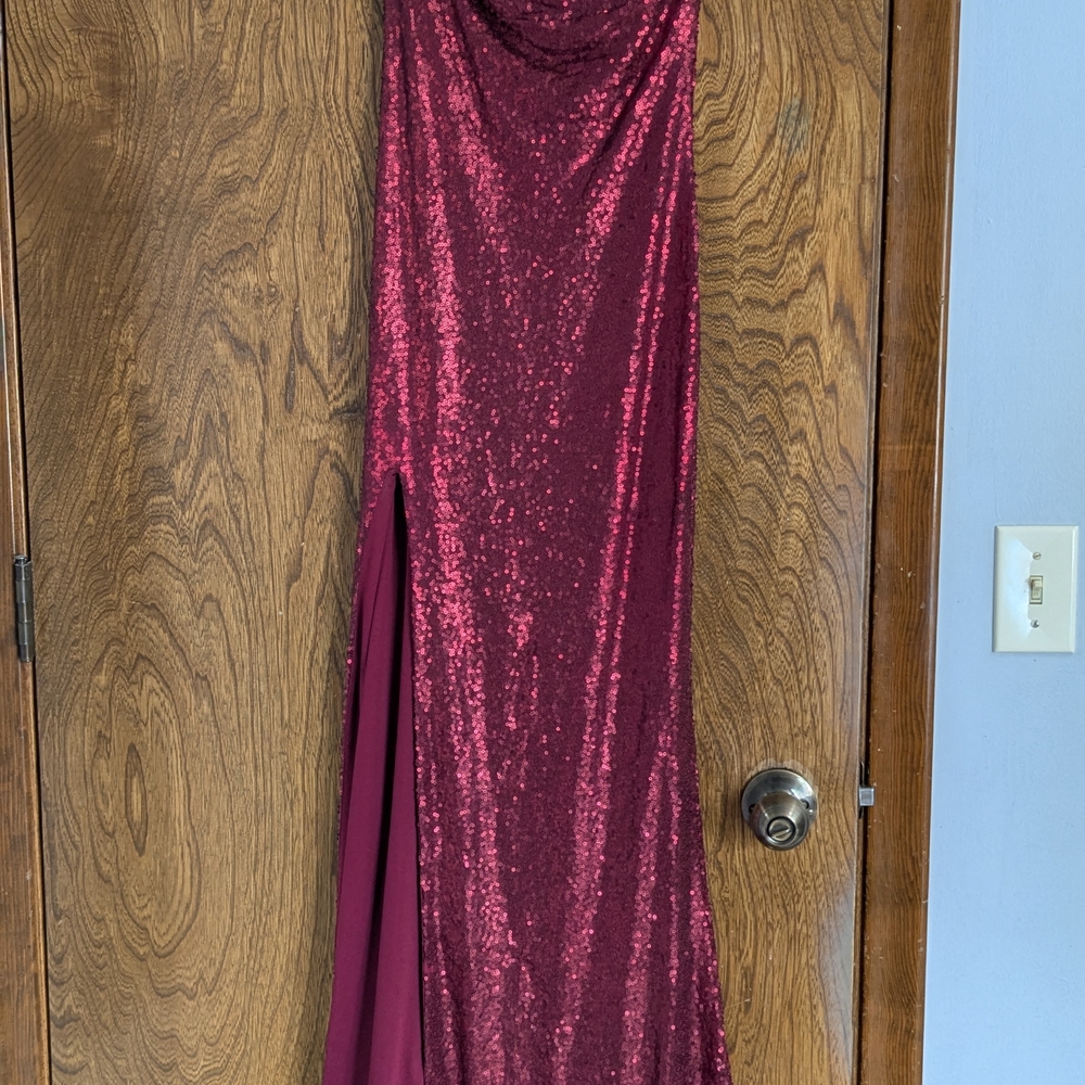 Elegant Burgundy Sequin Gown
